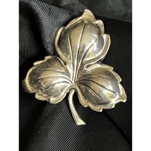 Vintage Sterling Leaf Brooch Pin By Jewelart 925 Sterling Silver Textured Brooch